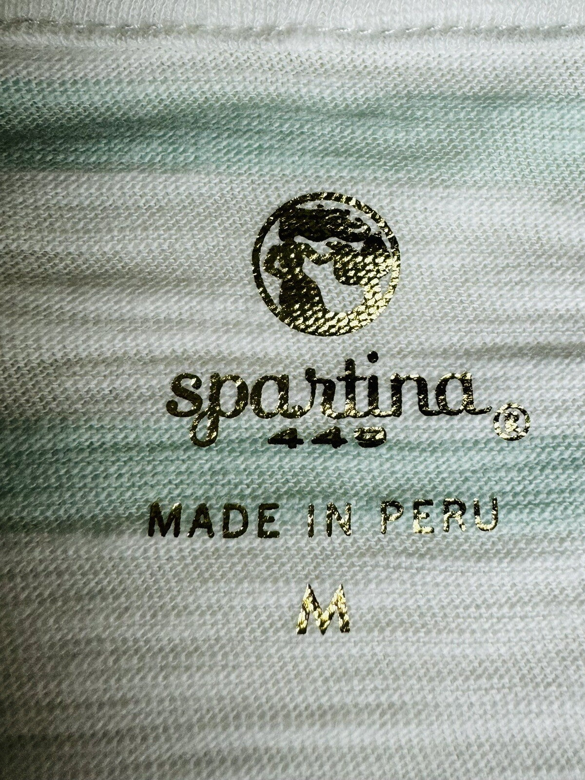 Spartina 449 Women’s Top Sz M Golf Shirt Stripes Green White.  (74)