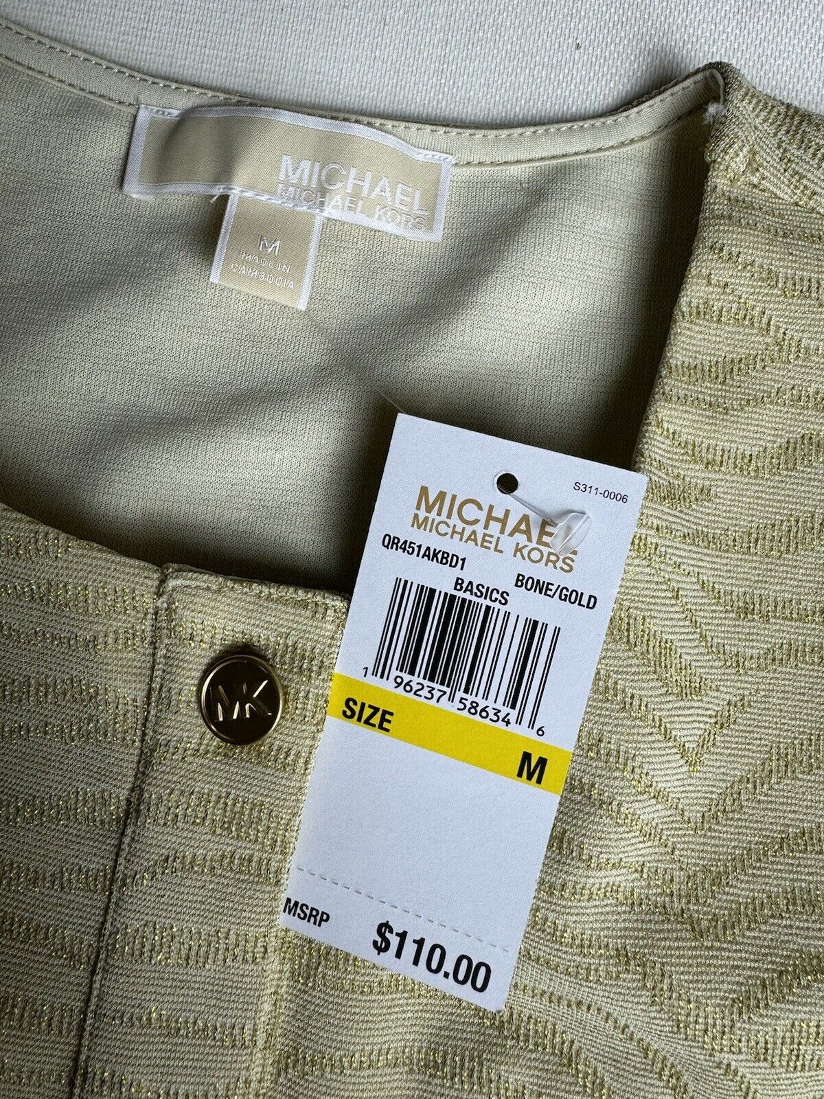 $110 Michael Kors Women’s Top Gold Blouse Sz M