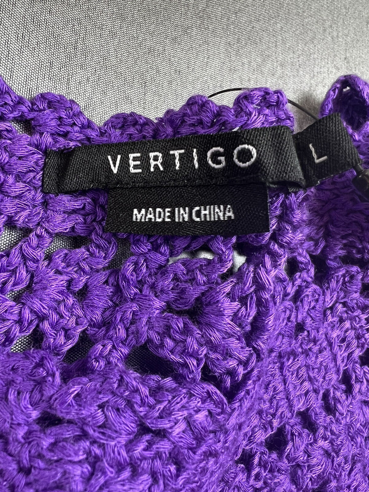 $140 Vertigo Women’s Purple Crochet Top Sz L