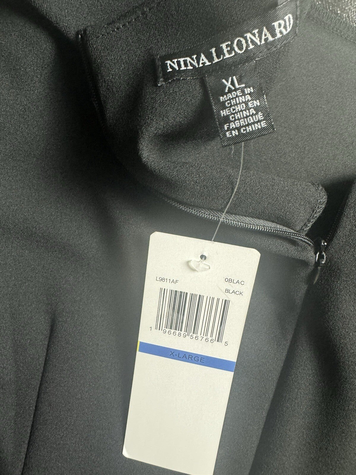 Nina Leonard Black Flower Embroidery Dress Sz XL       (B.100)