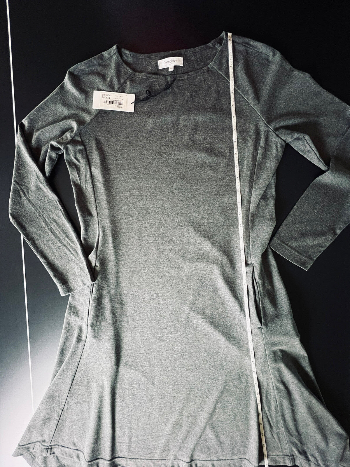 Symphony by A.F. Women’s Long Sleeve Dress Sz M Charcoal Gray MSRP $139