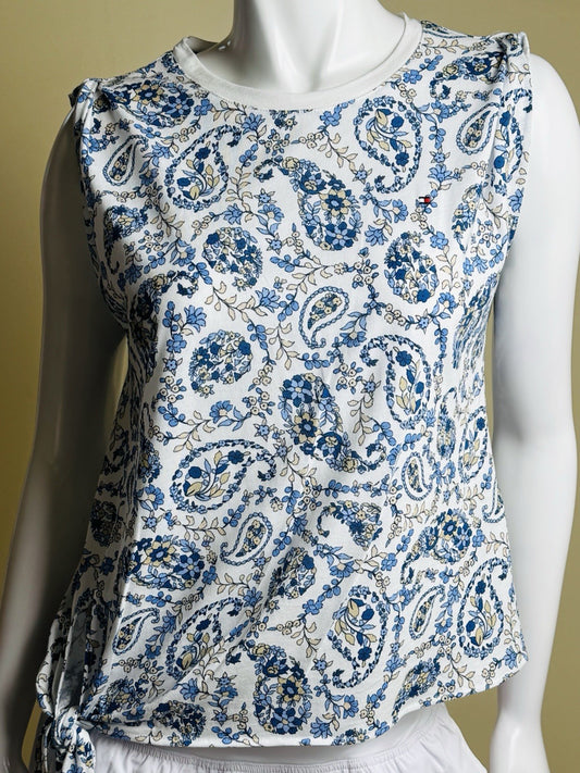 $49 Tommy Hilfiger Women's Paisley Printed Blouse Sz S.   (B.188)