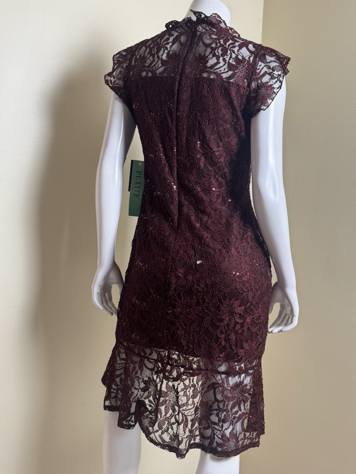 Alexa B Nites Maroon Lace Dress Size 8.  (B.99)