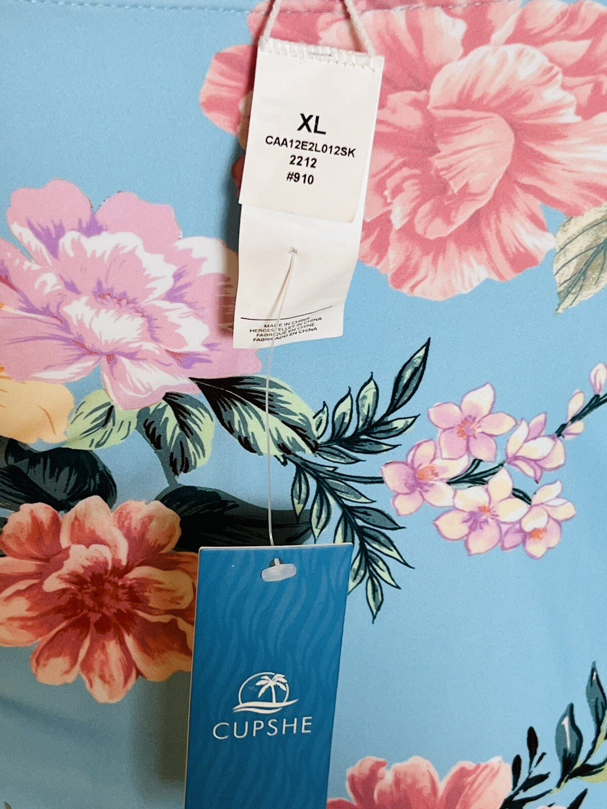 CUPSHE Blue Floral One Piece Swimsuit Suit Size XL (6)