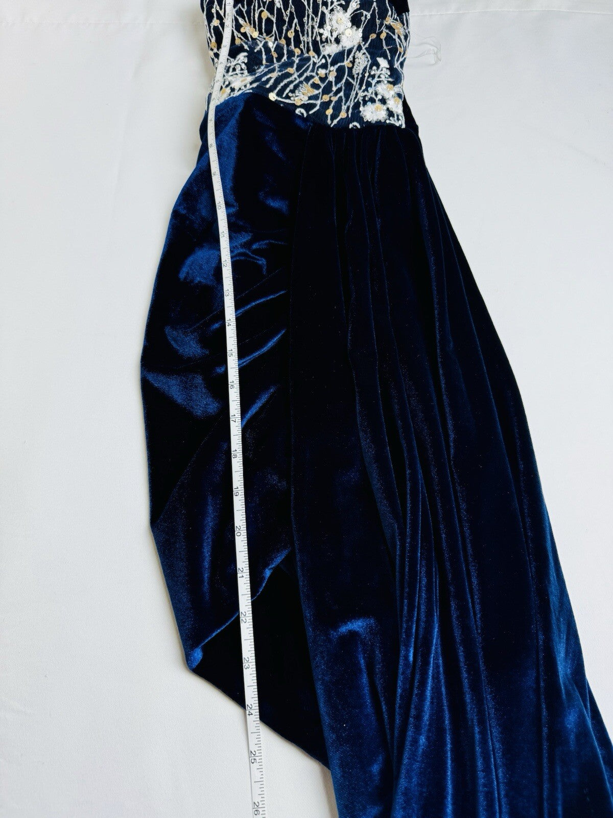 Miss Ord Strapless Velvet Mermaid Dress Royal Blue Sz L. (B.97)