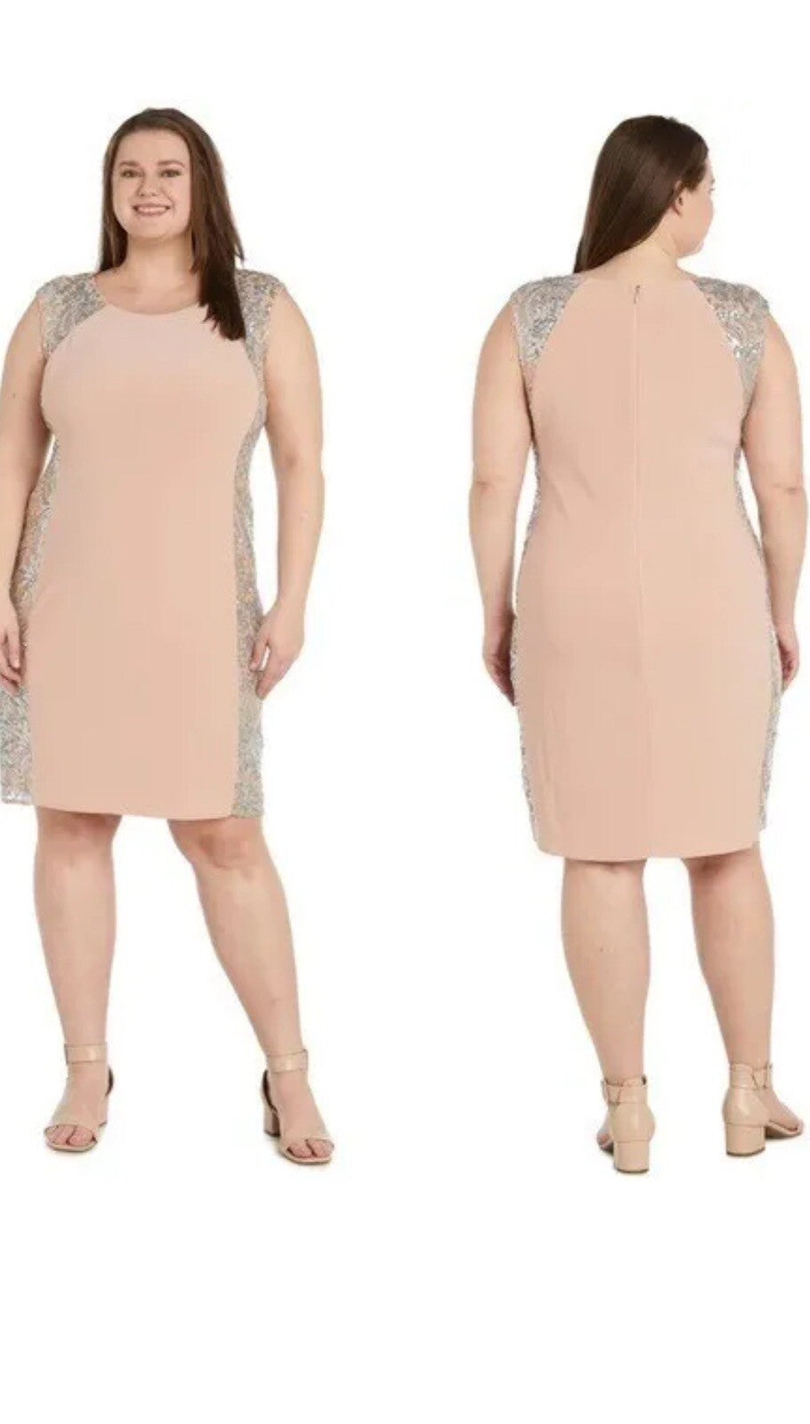 R&M Richard Knee-Length Sheath Dress w/Sheer Inserts Sequins Sz 10 (B.52)