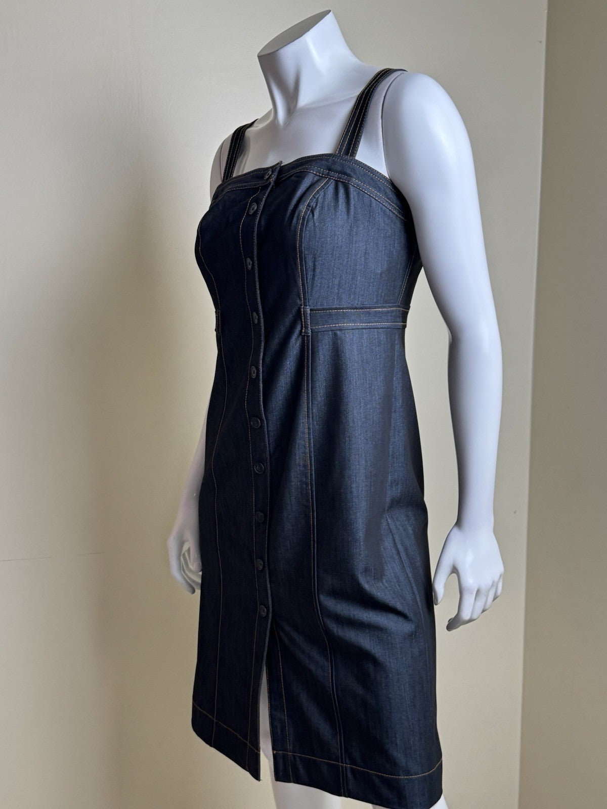 $139 Calvin Klein Blue Denim Dress Adjustable Sz 10P.   (B.175)