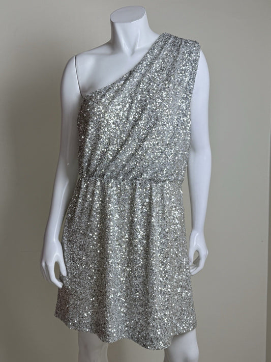 Layered With Love One Sleeve Sequined Dress Sz L.    (B.194)