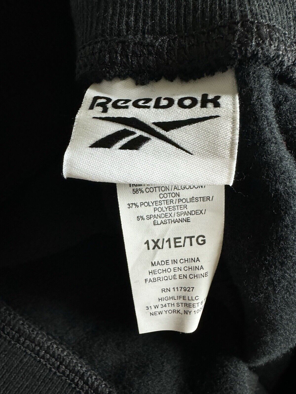 $70 Reebok Women's Black w/white Logo Jogger Sweatpants Sz 1X