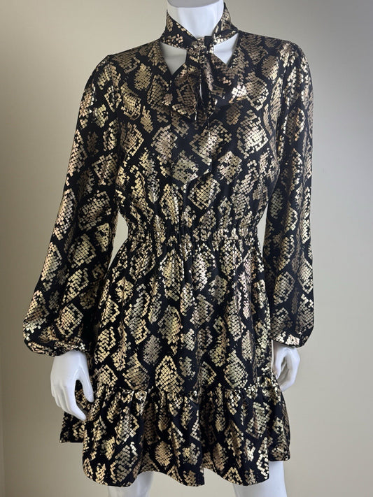 $155 Michael Kors Black Gold Dress Size S. (B.140)