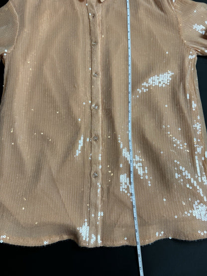 7 For All Mankind Women’s Long Sleeve Collar Shirt Sz M  (B.87)