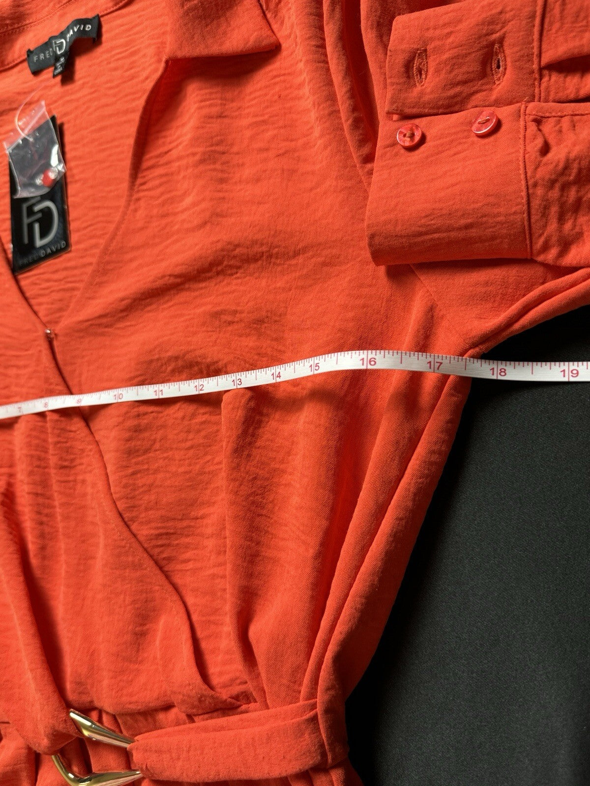 Fred David Women's Orange Long Sleeve Dress Size M. (B.81)