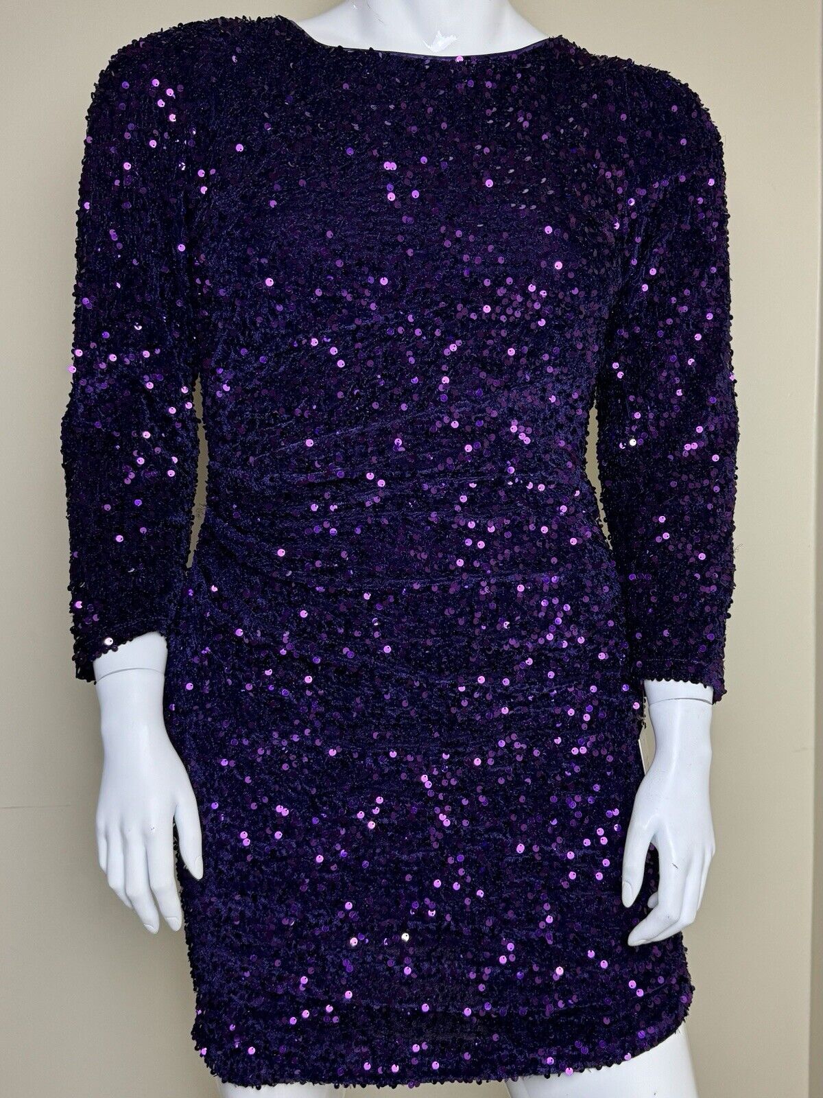 $188 Nanette Lepore Purple Sequined Long Sleeve Dress Sz 12