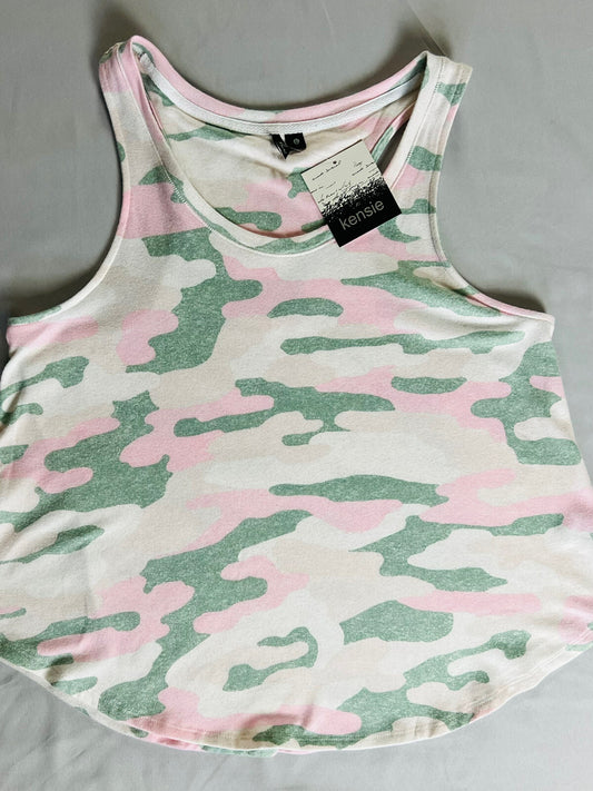 Kensie Women’s Cropped Tank Top, Camo Sz L Fleece
