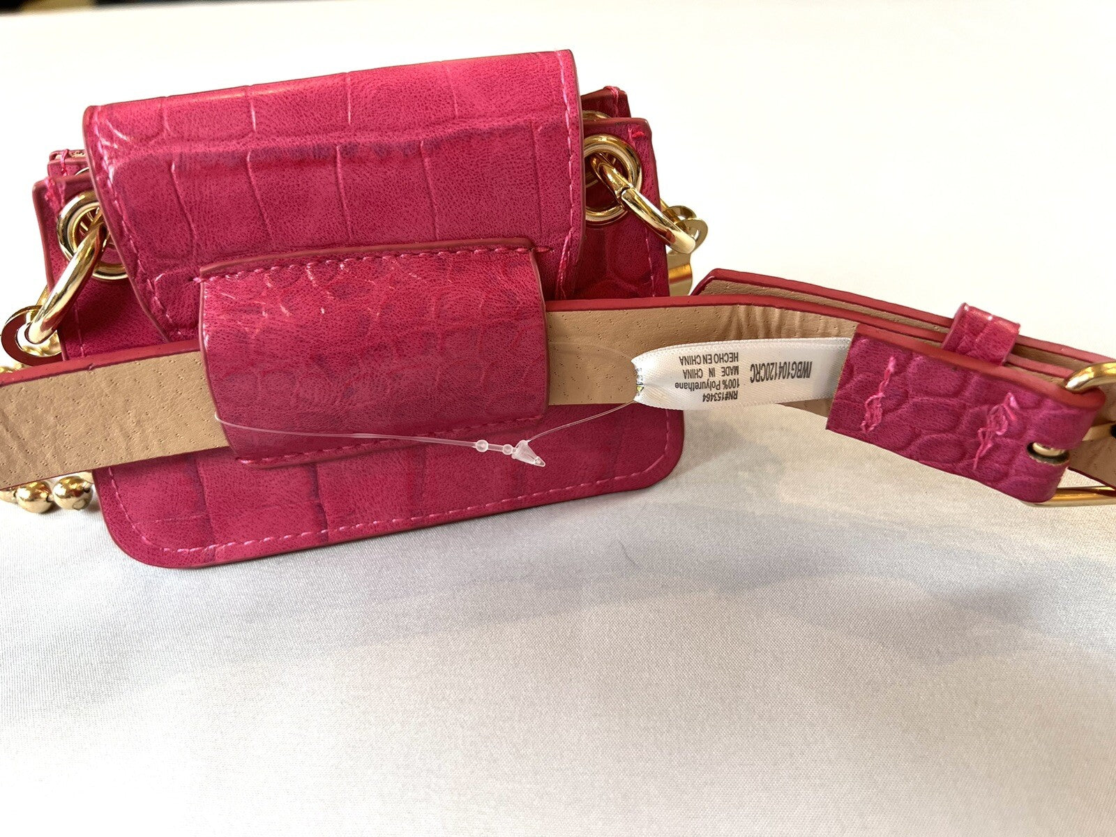Women’s Faux Leather Fanny Removable Waist Purse Belt Pink Sz M