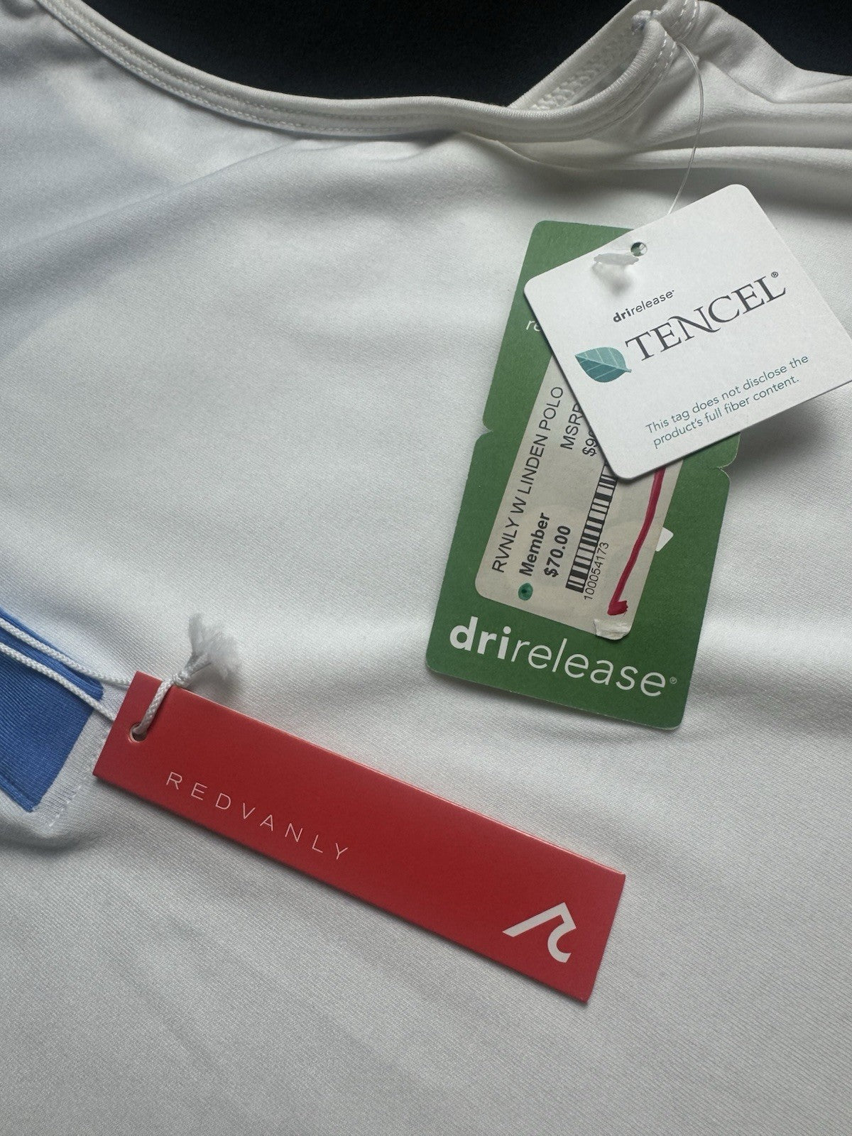 Redvanly Women’s Polo Shirt White w/blue Sz L.    (B.159)