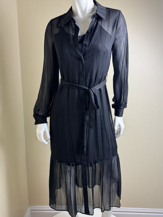$148 NANETTE LEPORE Sheath Black Dress Sz 6.   (B.155)