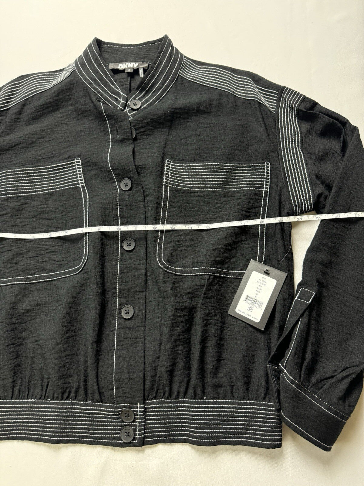 $139 DKNY Women's Contrast Stitch Banded Jacket Size XS  (B.116)