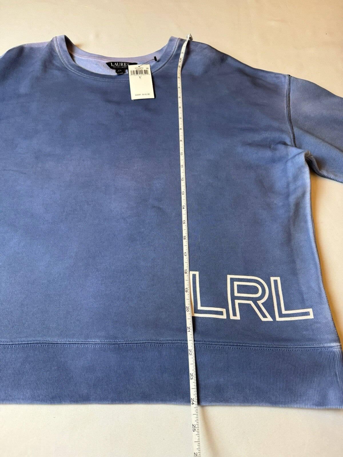 $145 Lauren Ralph Lauren Women's Blue Logo Sweater Sz L.  (B.116)