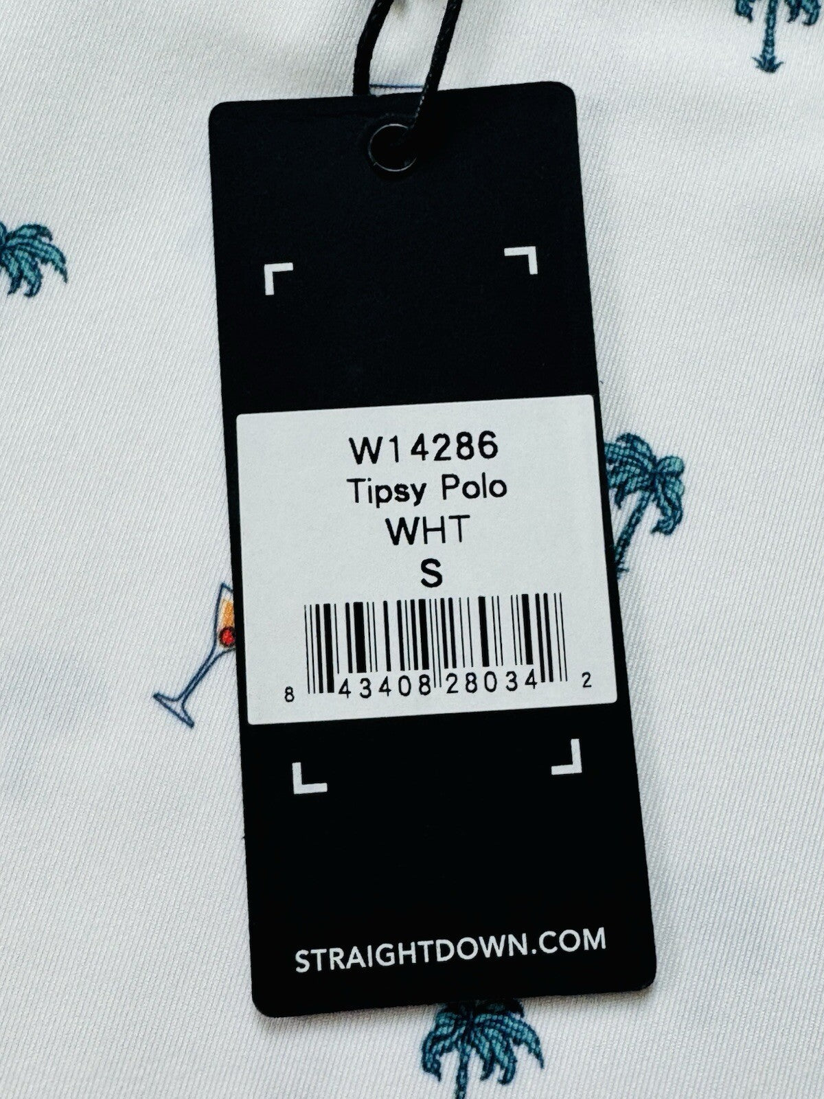 Straight Down Women's Martinis / Palms Print Golf shirt Sz S.  (B.134)