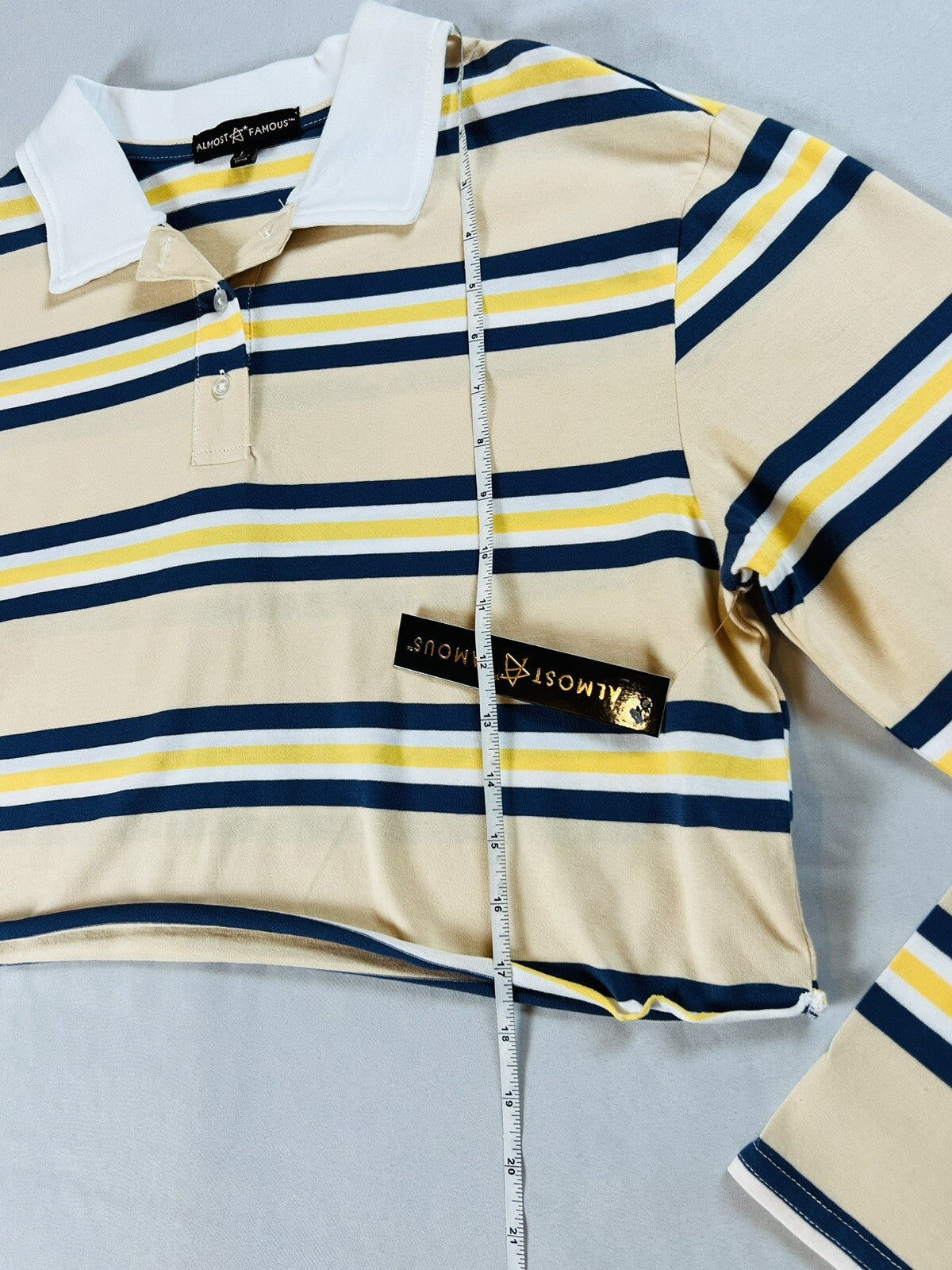 Almost Famous Women’s Long Sleeve Shirt Sz L Stripes Multicolor