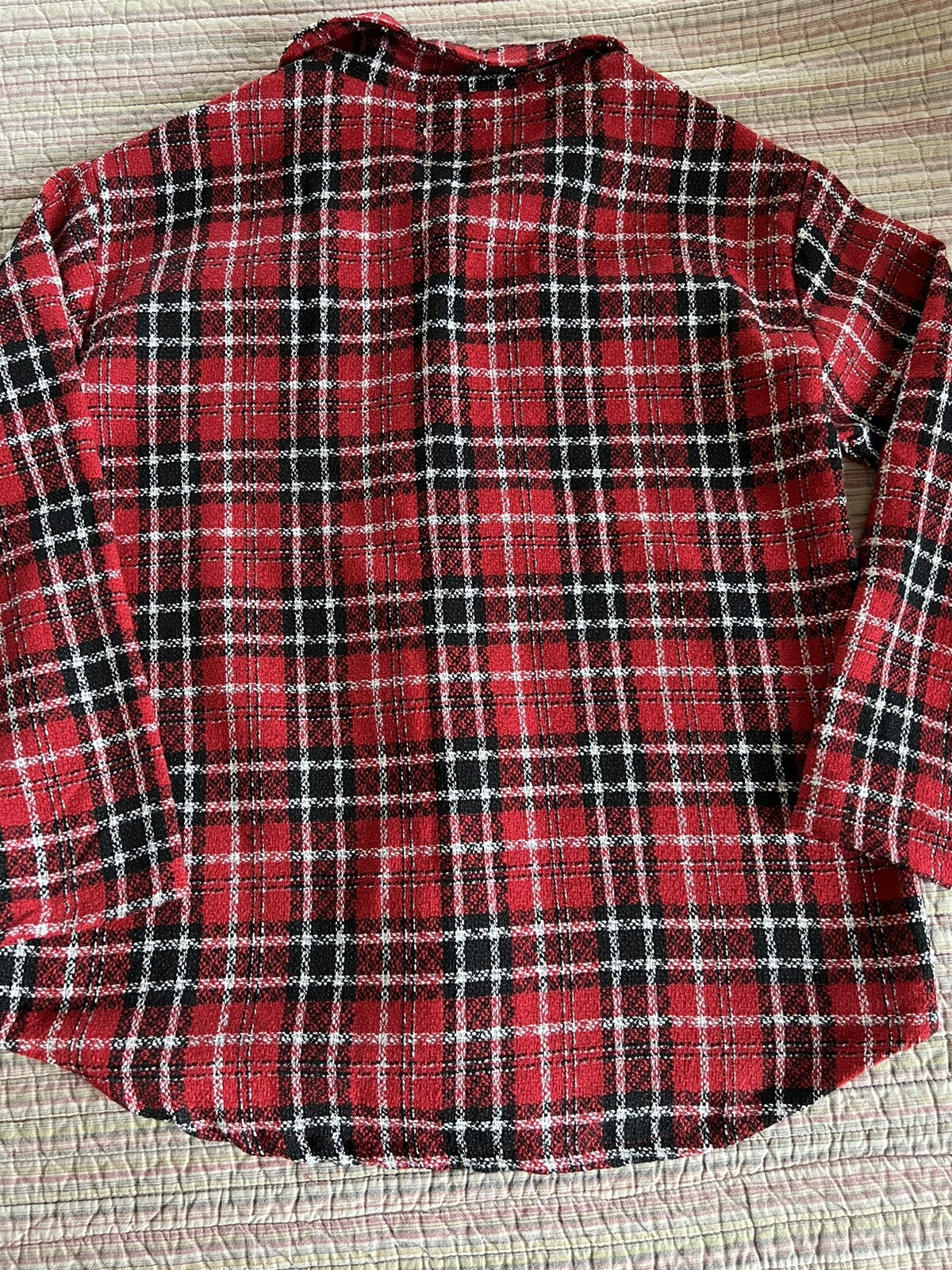 MadRag Women’s Plaid Shirt Coat Sz M Pearls Button