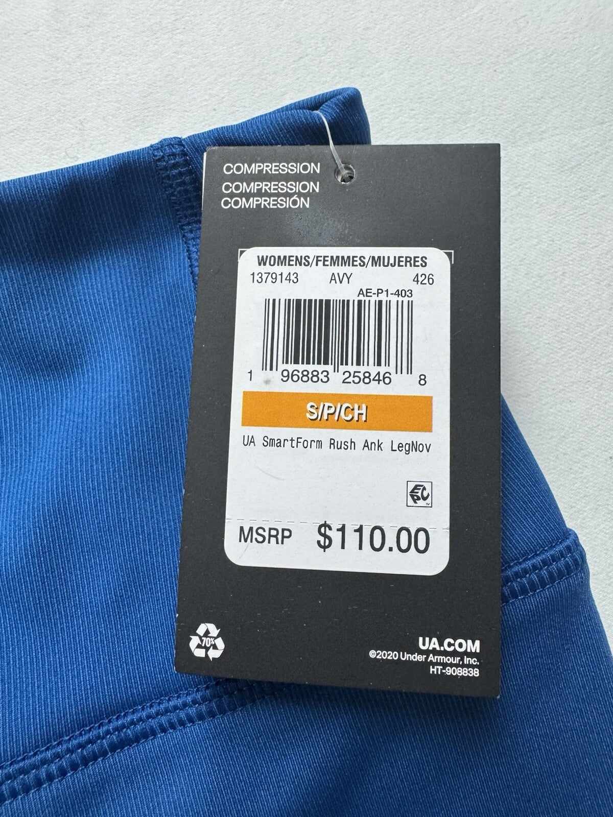 $110 Under Armour Women’s Blue Leggings Size S .   (B.142)