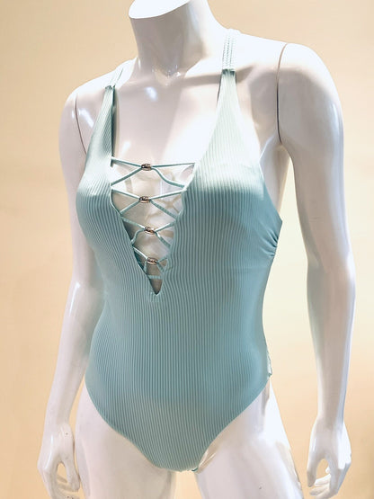 One Piece Swimsuit Women’s Sz M Mint Green Bathing Suits