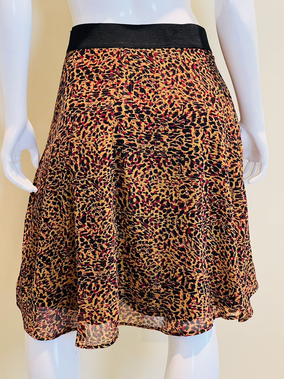 Status by Chenault Women’s Flared Skirt Cheetah Sz M
