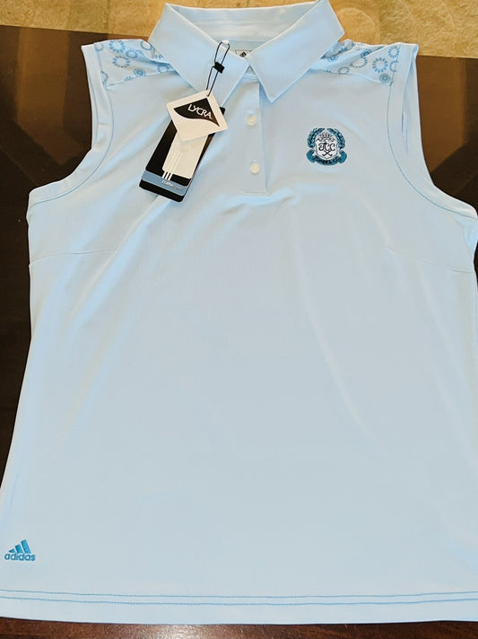 ADIDAS Women's Polo Shirt Blue Sleeveless Sz M (16)