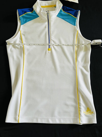E.P Pro Tour Tech Women’s Top Sleeveless Golf Shirt Sz S White w/ Blue (13)