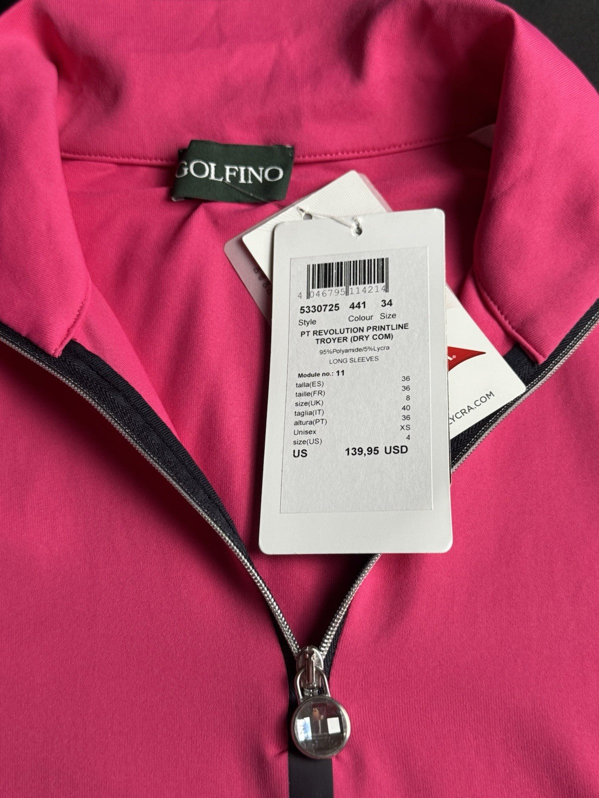 $139 GOLFINO Women's Golf Full Zip Sweatshirt Size 4.  (B.189)