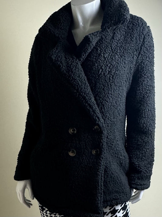 PRETTY GARDEN Terry Bear Jacket Women’s Black Sz M.  (B.98)