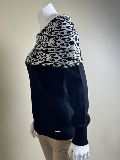 $99 Anne Klein Women's Black and White Off Shoulder Sweater Size XL.    (B.116)
