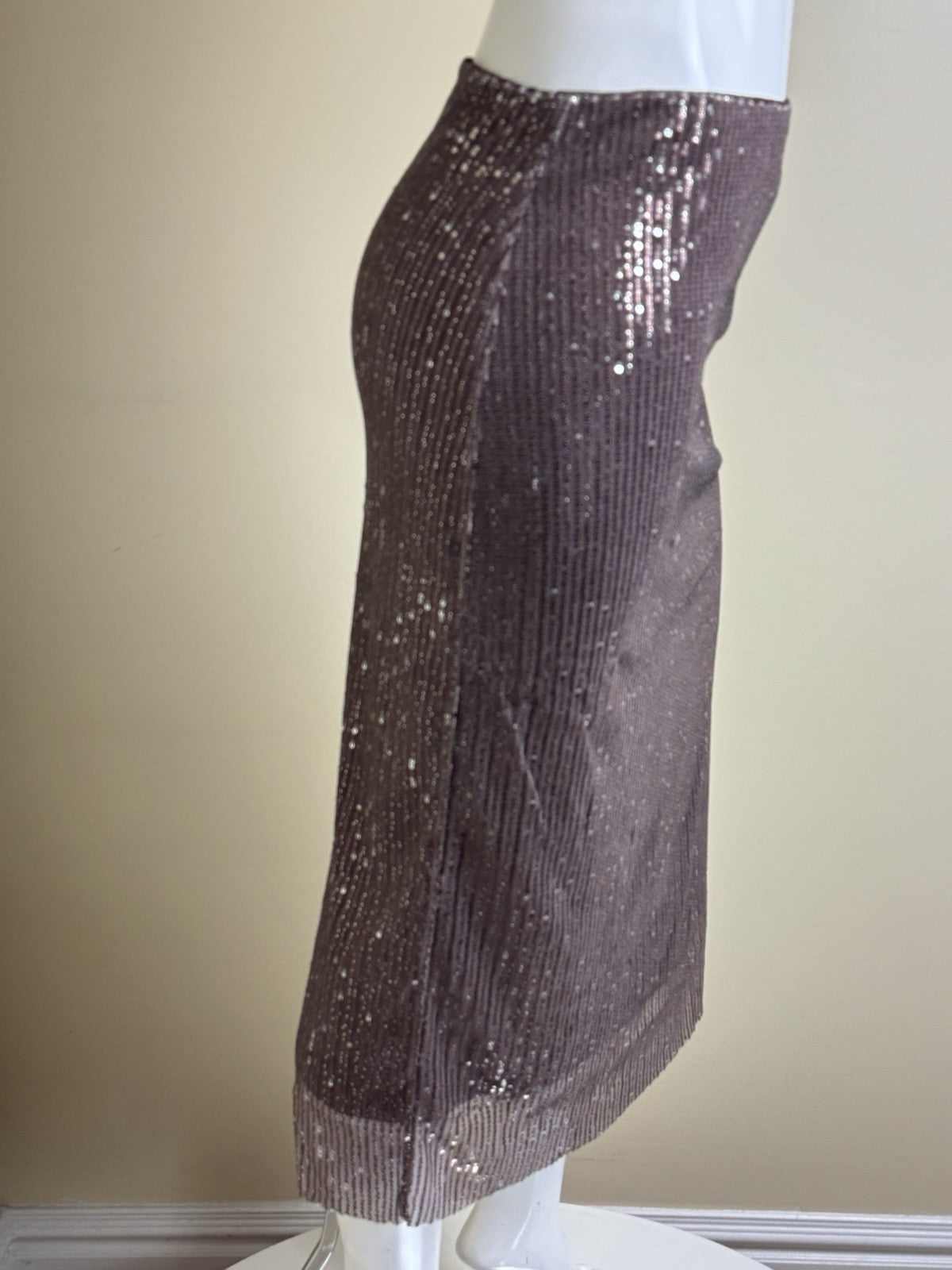 $268 Walter Baker Crista Skirt Sequin Mink Brown Size 4   (B.134)