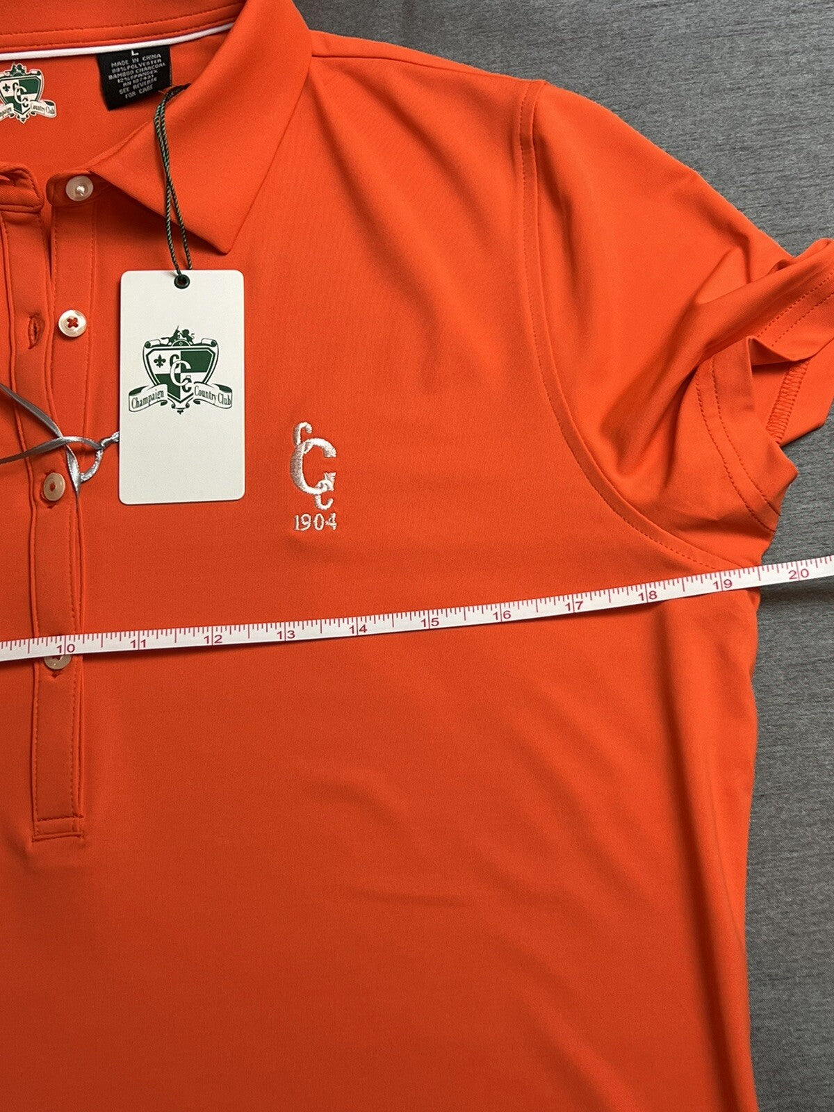 Champaign Country Club Women's Golf Polo Shirt/Top Size L Orange