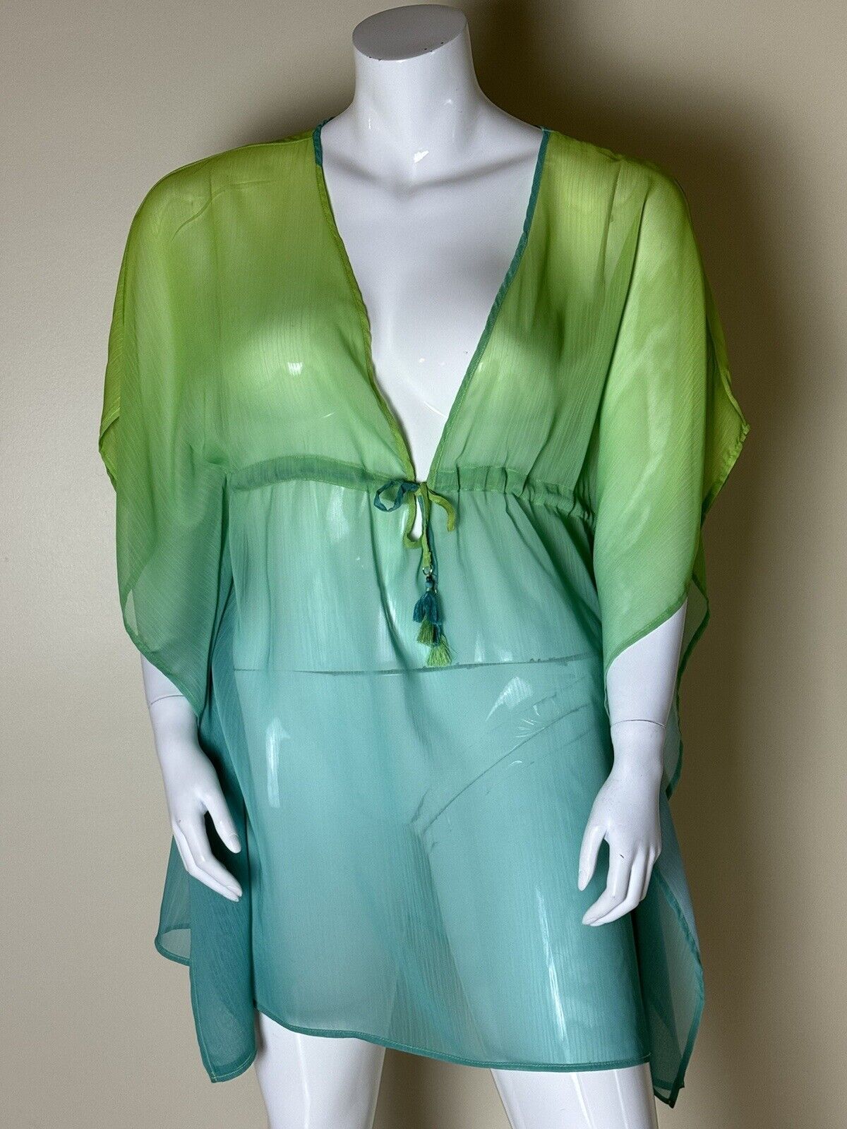 Blue Rod Beattie Green Blue Striped Coverup Sz L. (55)