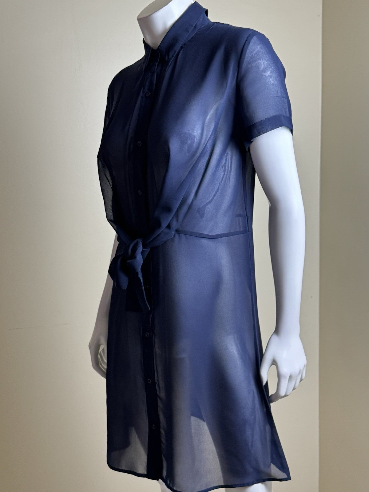 $228 GOTTEX Chiffon Button Up Cover-up Shirt Dress Sz S.  (B.184)