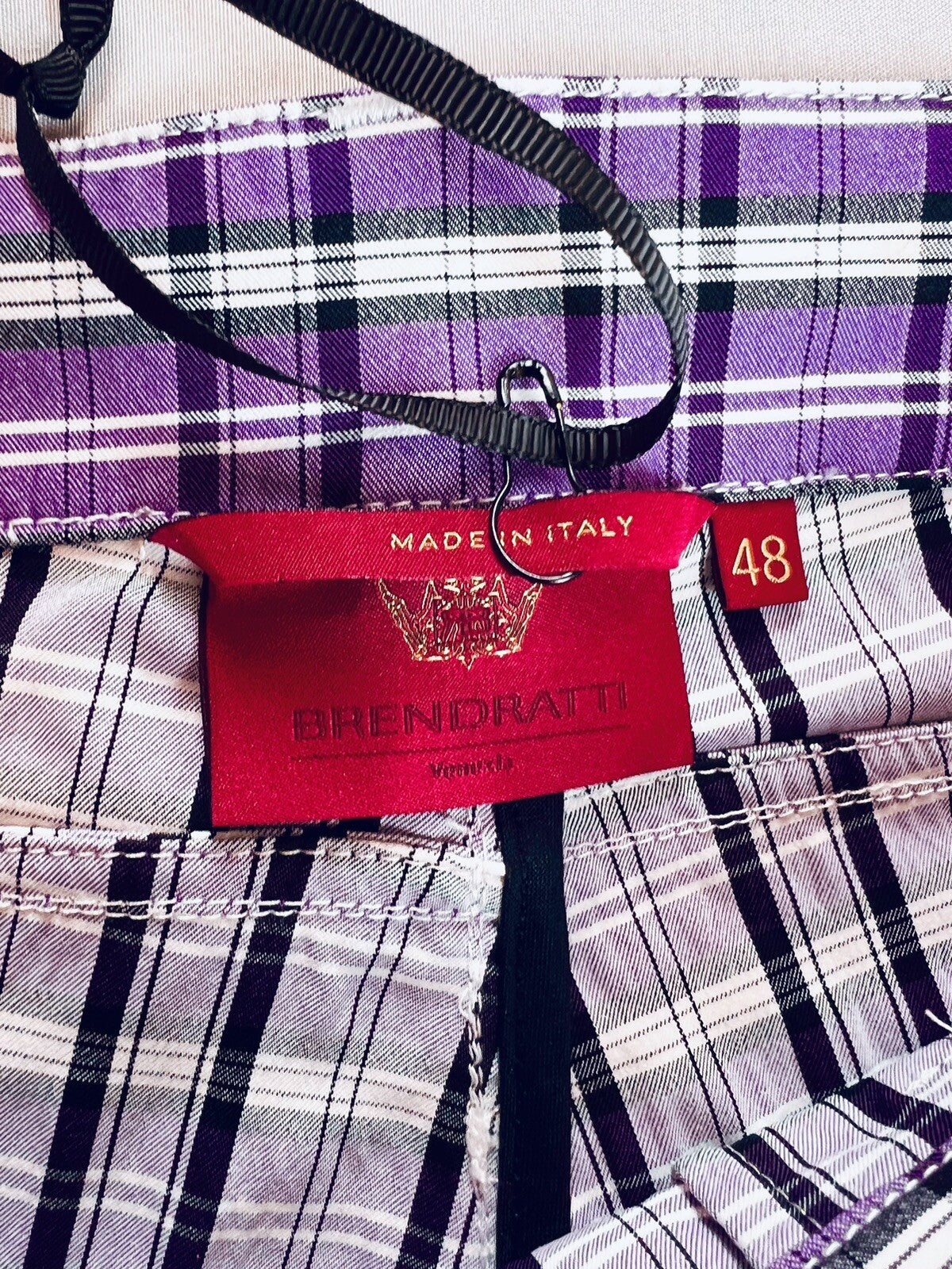 $235 Brendratti Women's Elina Purple Plaid Pants Sz XL  Ital 48.   (B.027)