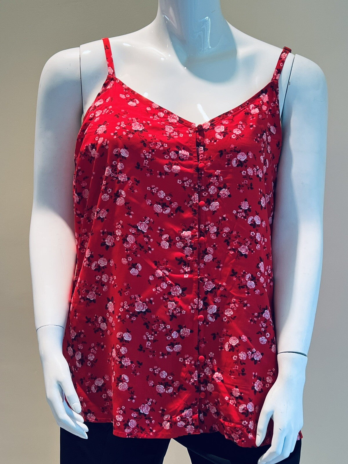 Old Navy Women’s Tank Top Red Floral Sheer Blouse Size 4X