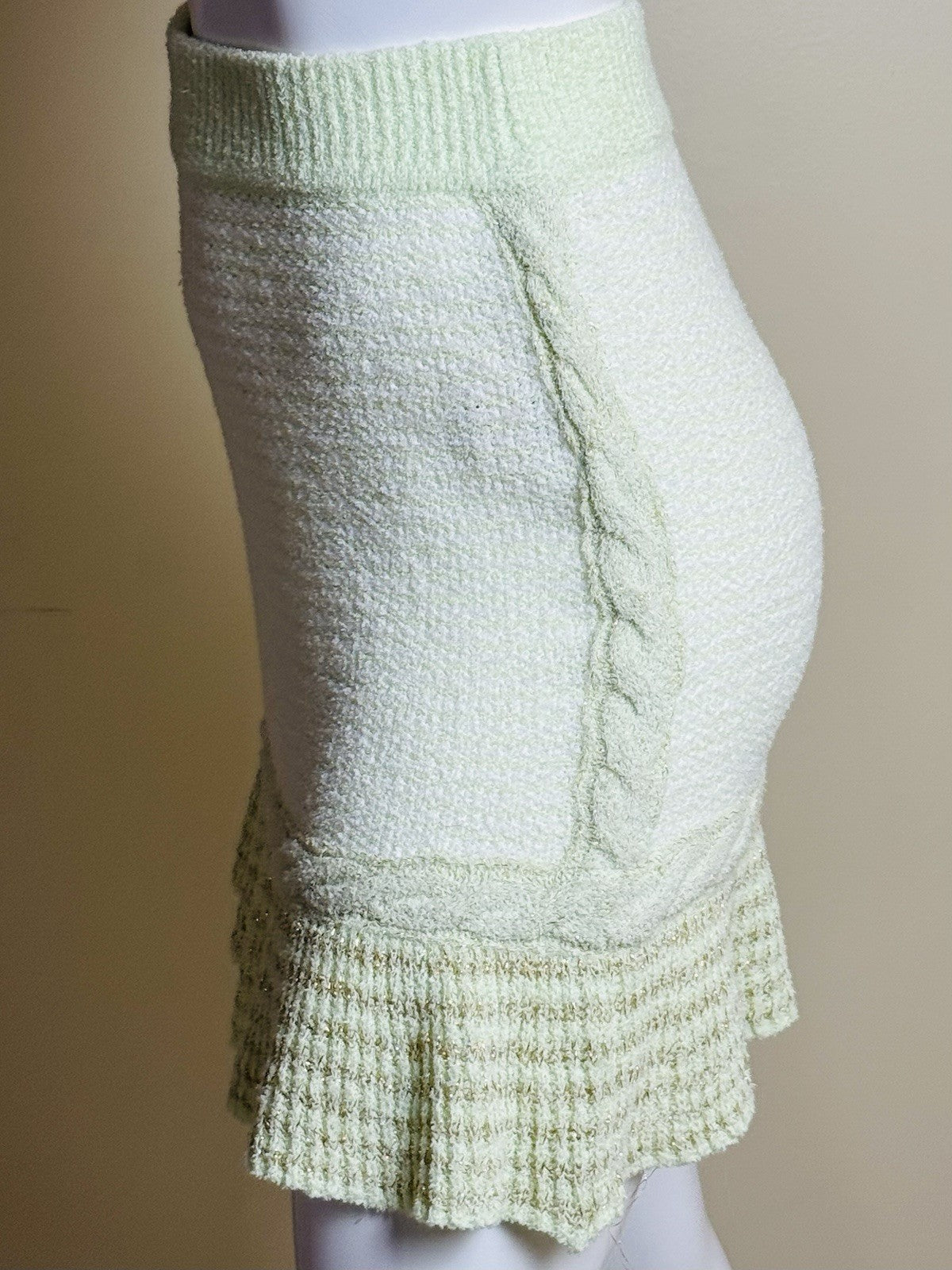 $225 Love Shack Fancy Heiress Mini Skirt Pistachio Green Sz S.    (B.191)