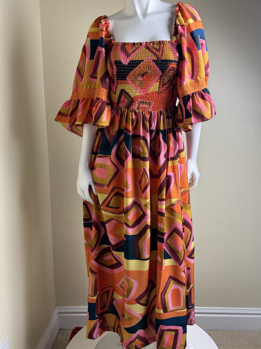 Truly 4 You Women’s Maxi Multi Color Dress Sz M.  (B.05)