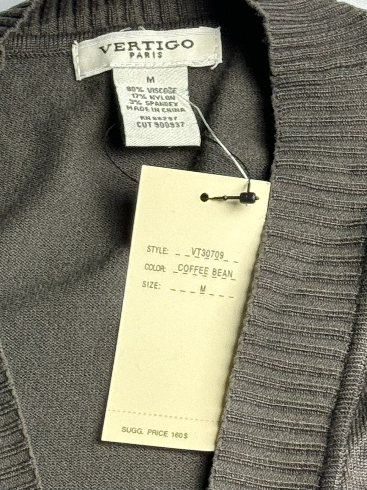 $160 Vertigo Paris Women’s Cardigan Sz M Brown Short Sleeve (B.58)