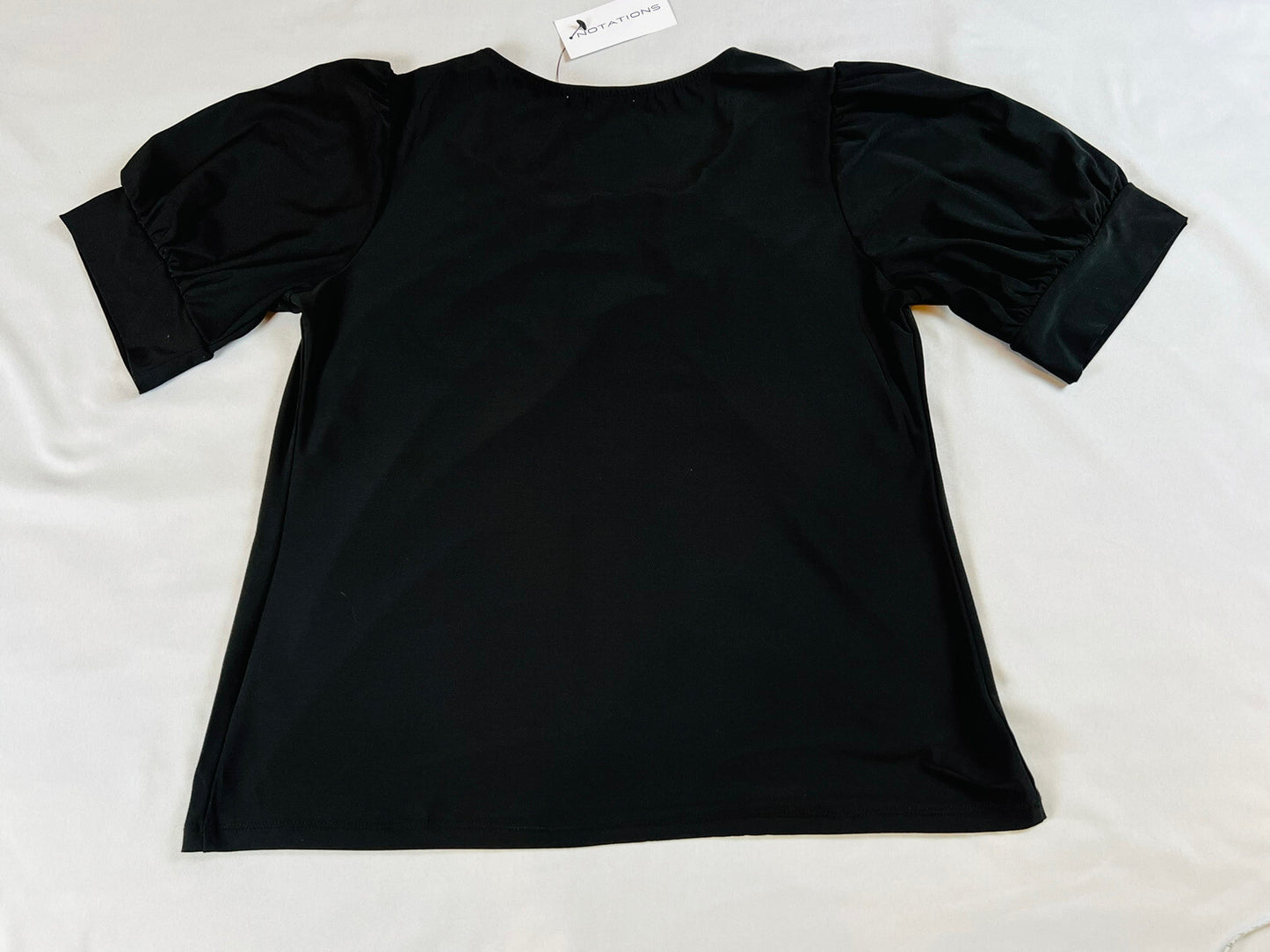 Notations Women's short sleeve top Blouse Shirt Sz S Black (16)