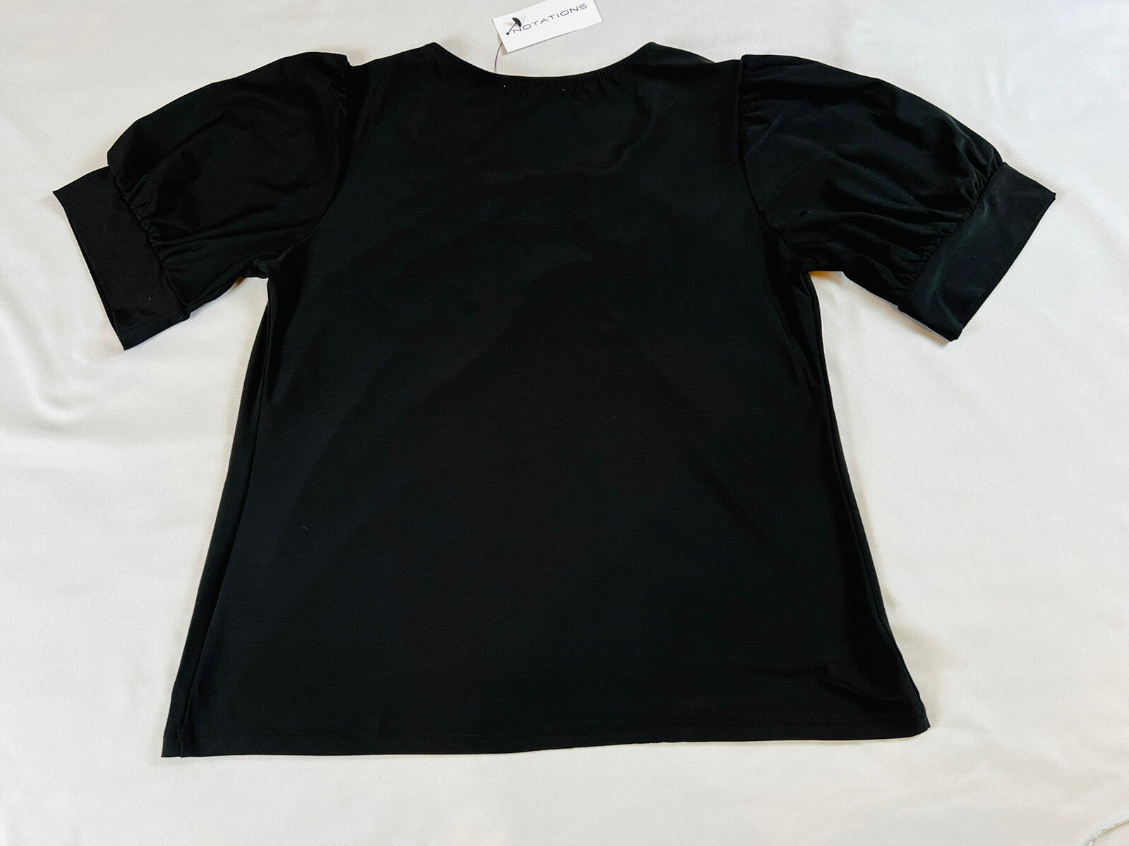 Notations Women's short sleeve top Blouse Shirt Sz S Black (16)
