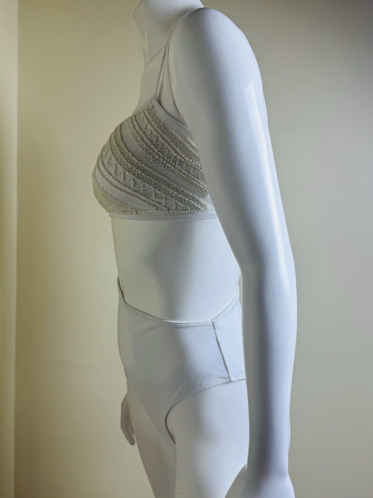 $238 Ramy Brook Jamie Asymmetric One Piece Beaded Swimsuit Sz S.  (B.151/1)