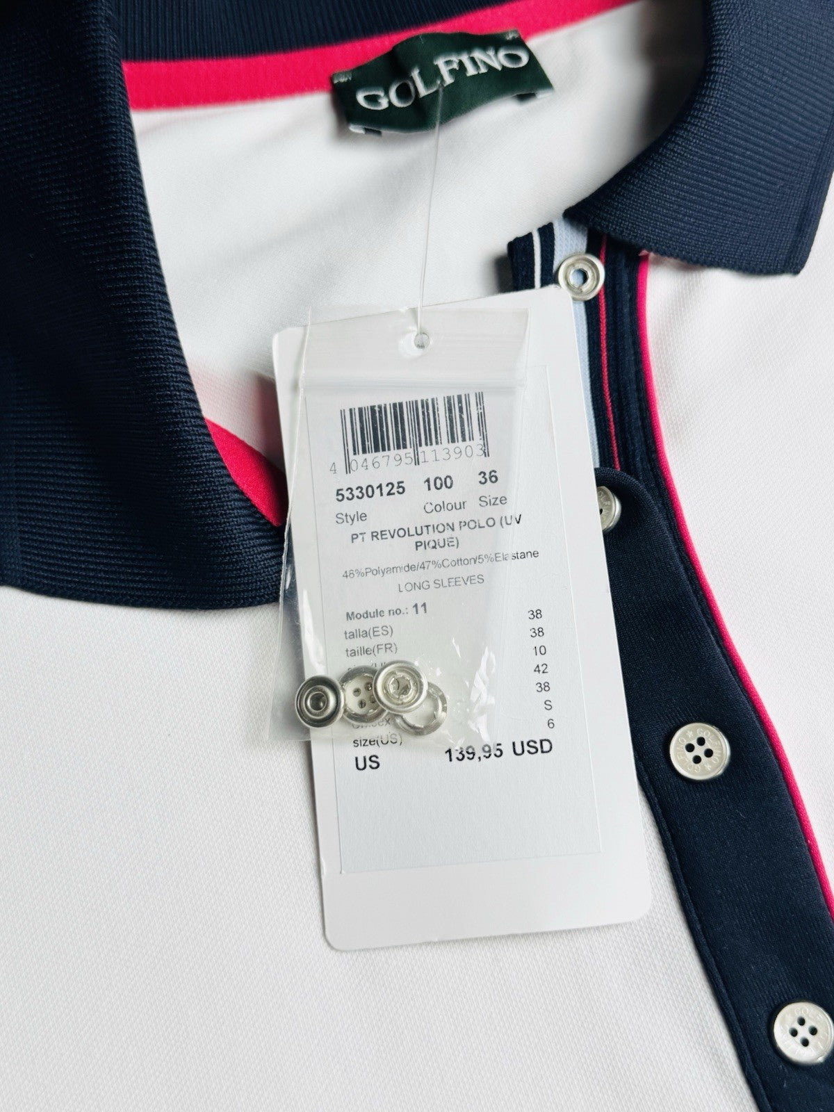 $139 GOLFINO Women's Golf Shirt Long Sleeves Size 6.  (B.189)