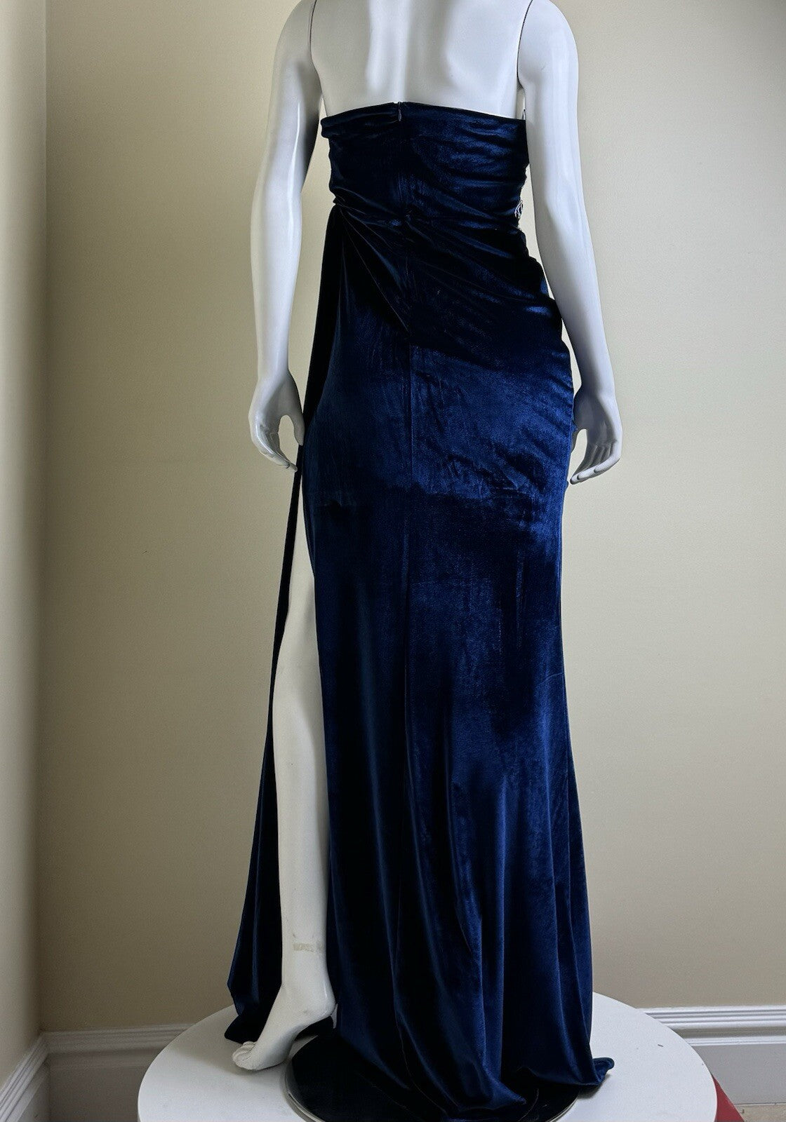 Miss Ord Strapless Velvet Mermaid Dress Royal Blue Sz L. (B.97)
