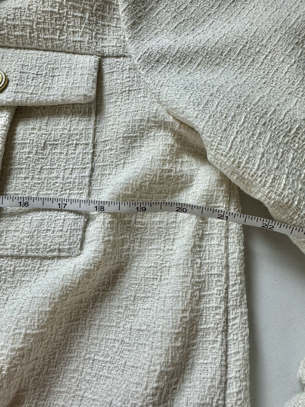 $128 NANETTE LEPORE Women’s Cream Tweed Jacket Sz L    (B.110)