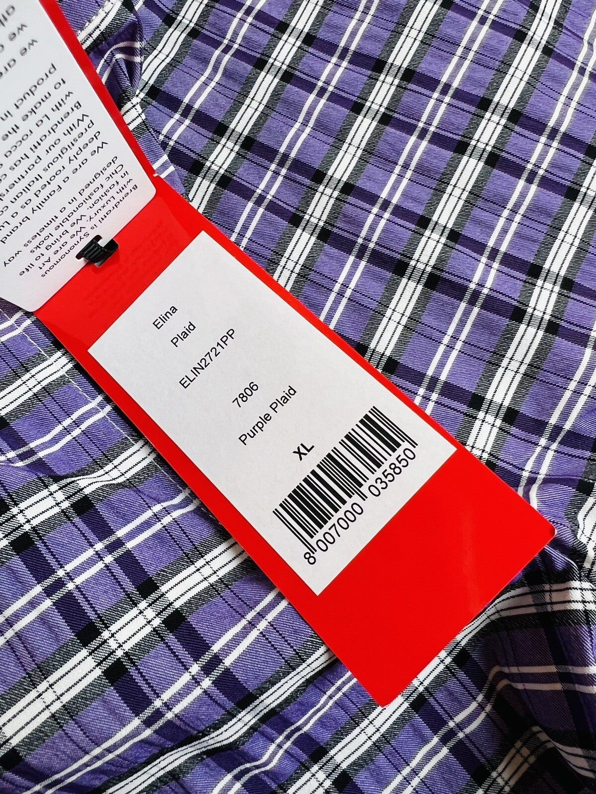 $235 Brendratti Women's Elina Purple Plaid Pants Sz XL  Ital 48.   (B.027)